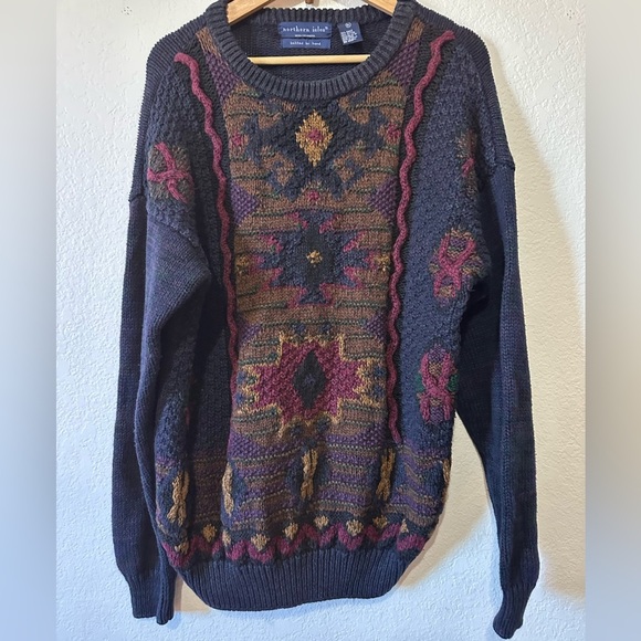 Northern Isles Other - Northern Isles Vintage 90’s Knit Sweater in Navy and Multicolor - Size XL